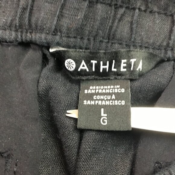 Athleta Linen Pant Womens Large Black Linen Drawstring Relaxed Fit Pant - Picture 11 of 13